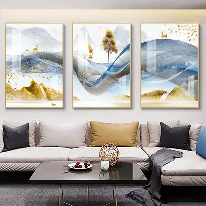 Nordic Luxury Ribbon Abstract Landscape Wall Art