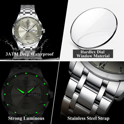 Luxury Fashion Men Clock Waterproof Luminous