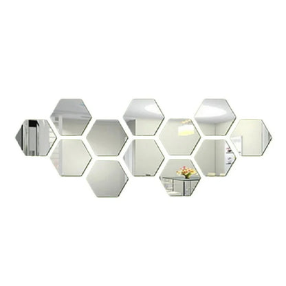 Hexagon Mirror Wall Sticker Rose Gold