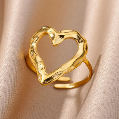 Stainless Steel Rings for Women Aesthetic Heart