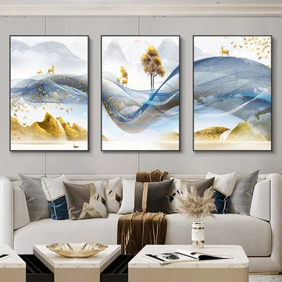 Nordic Luxury Ribbon Abstract Landscape Wall Art