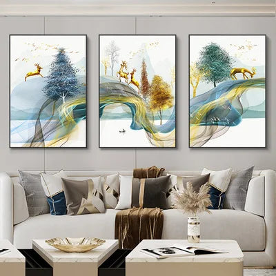 Nordic Luxury Ribbon Abstract Landscape Wall Art