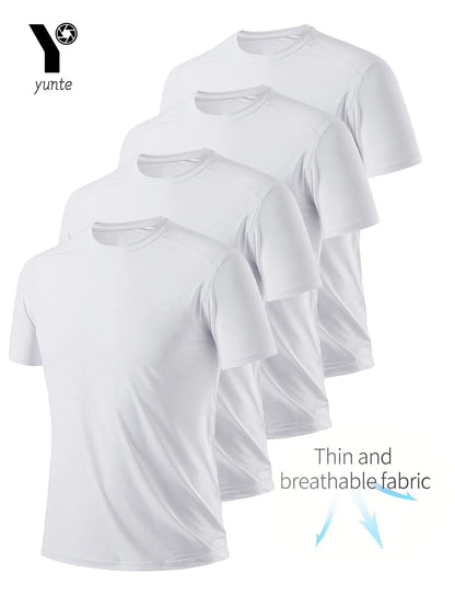 Round Neck T-Shirt 4-Pack White Ultra-Light Men's