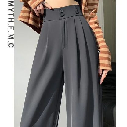 Elegant Wide Leg Pants Women Korean Style