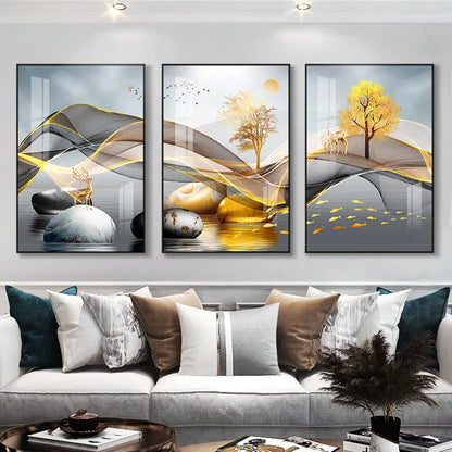 Nordic Luxury Ribbon Abstract Landscape Wall Art