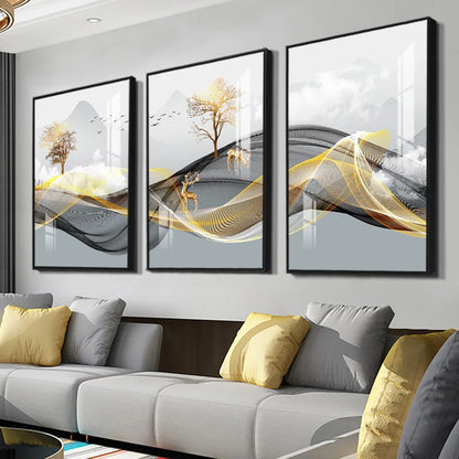 Nordic Luxury Ribbon Abstract Landscape Wall Art