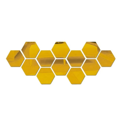 Hexagon Mirror Wall Sticker Rose Gold