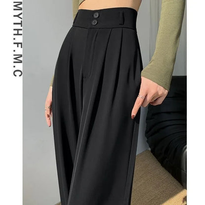 Elegant Wide Leg Pants Women Korean Style