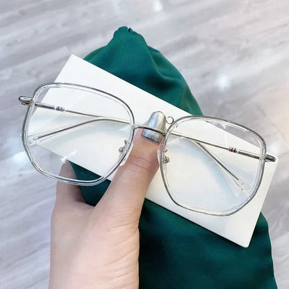 Blue Blocking Glasses Girl Retro Green Frame