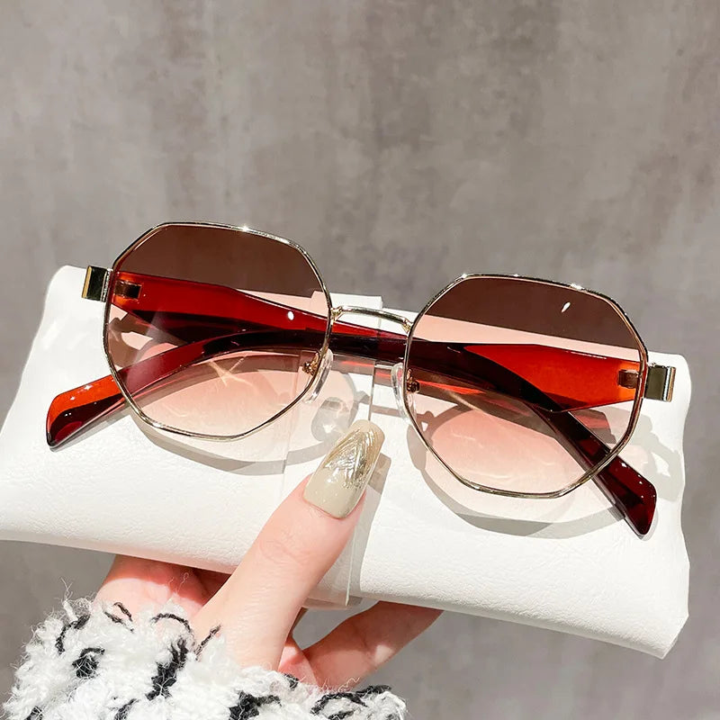 Sunglasses Women Fashion Polygonal Metal Frame