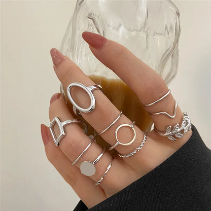 Silver Color Crystal Rings Set for Women