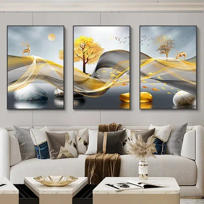 Nordic Luxury Ribbon Abstract Landscape Wall Art