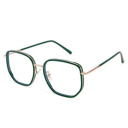 Blue Blocking Glasses Girl Retro Green Frame