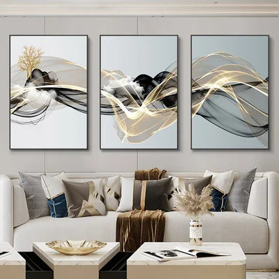 Nordic Luxury Ribbon Abstract Landscape Wall Art