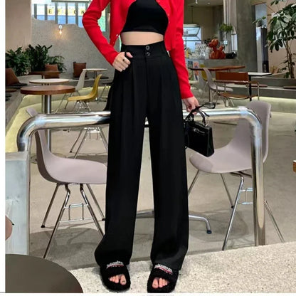 Elegant Wide Leg Pants Women Korean Style