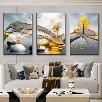 Nordic Luxury Ribbon Abstract Landscape Wall Art