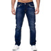 Men Jeans Solid Pockets Stretch Denim Straight Pant