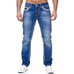 Men Jeans Solid Pockets Stretch Denim Straight Pant