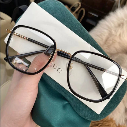 Blue Blocking Glasses Girl Retro Green Frame