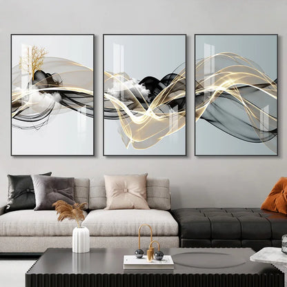 Nordic Luxury Ribbon Abstract Landscape Wall Art