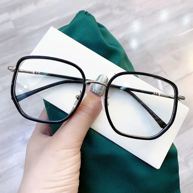 Blue Blocking Glasses Girl Retro Green Frame