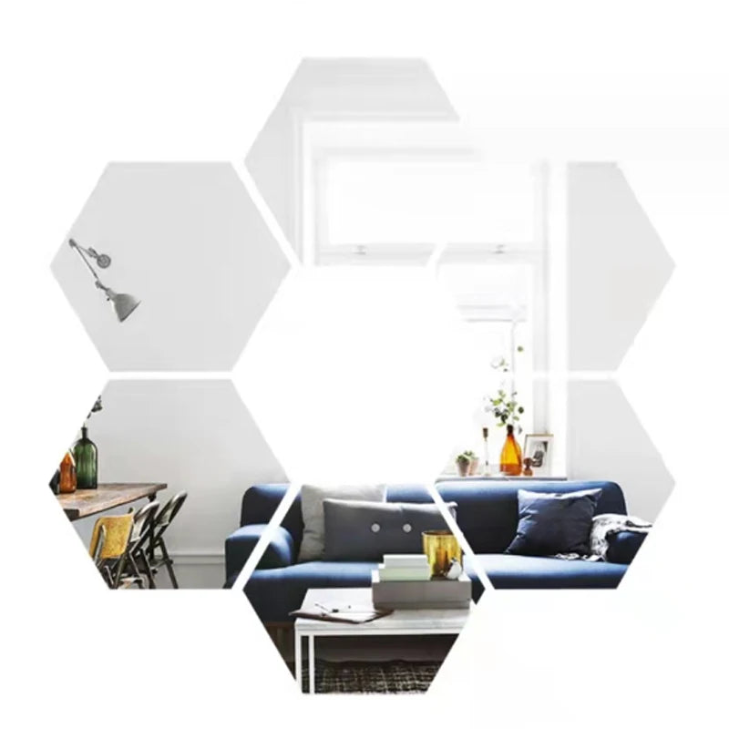 Hexagon Mirror Wall Sticker Rose Gold